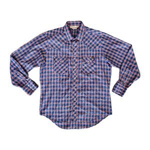 Vtg Sears Shirt Men L‎ Western Pearl Snap Buttons Brush Popper Cowboy Chore Wear